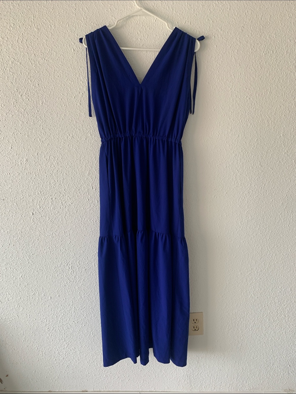 Calvin Klein Sleeveless V-Neck Tie-Shoulder Maxi Dress in Royal Blue - Picture 6 of 6